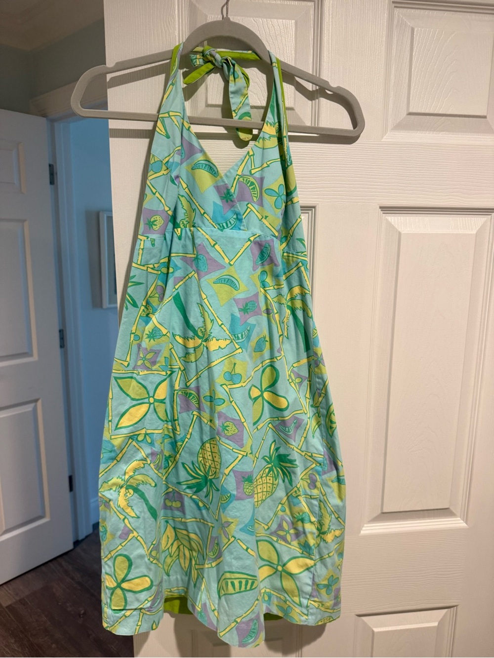 Lilly Pulitzer Aqua Pineapple Halter Mini Dress